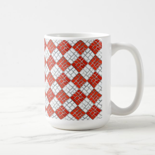 Taza De Café VERIFICACIÓN ROJA MOSAIC Tall White Mug (Derecha)
