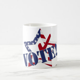 Taza De Café Verificación Roja Vota Azul con Estrella de la Ban