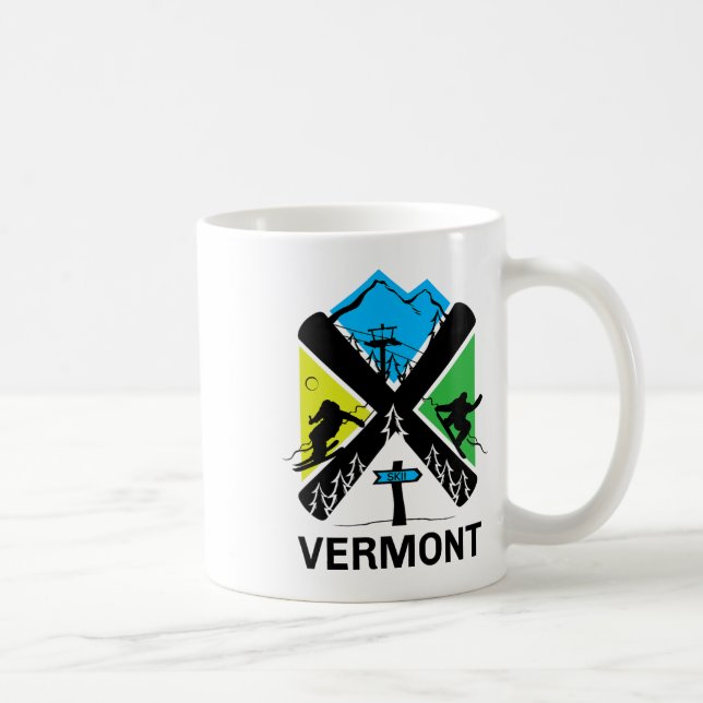 Taza De Café Vermont Ski T Shirt - Skiing And Snowboard Accesso (Derecha)