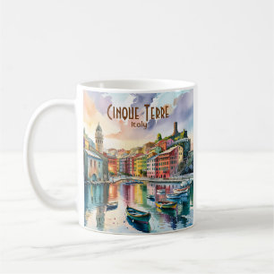 Taza De Café Vernazza Cinque Terre Italia Acuarela Texto Person