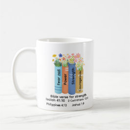 Taza De Café versículo bíblico de fuerza , amante de libros flo