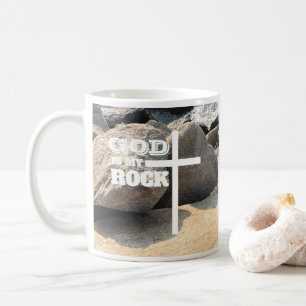 Taza De Café Versículo Bíblico Dios es mi Roca Cruz Blanca Cris