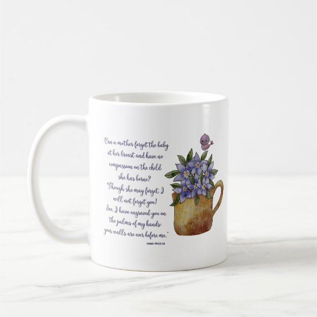 Taza De Café Versículo de la Biblia Isaías 49  (Izquierda)