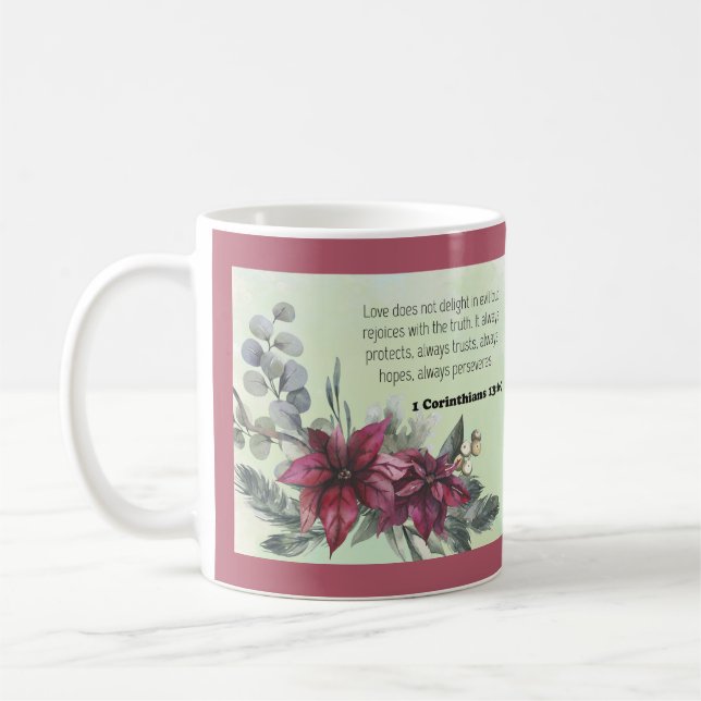 Taza De Café Verso bíblico floral (Izquierda)
