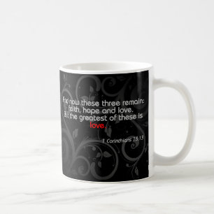 Taza De Café Verso de la biblia del amor, negro/rojo