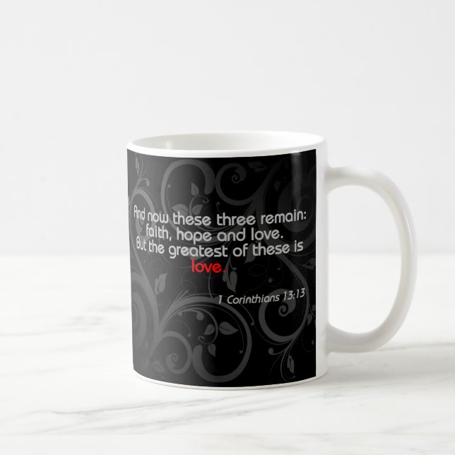 Taza De Café Verso de la biblia del amor, negro/rojo (Derecha)