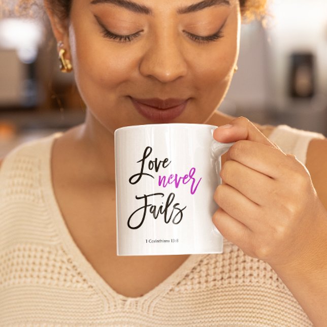 Taza De Café Verso de la Biblia | El amor nunca falla (Subido por el creador)