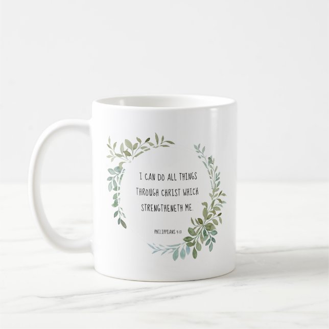 Taza De Café Verso de la Biblia, Filipinas 4:13 (Izquierda)