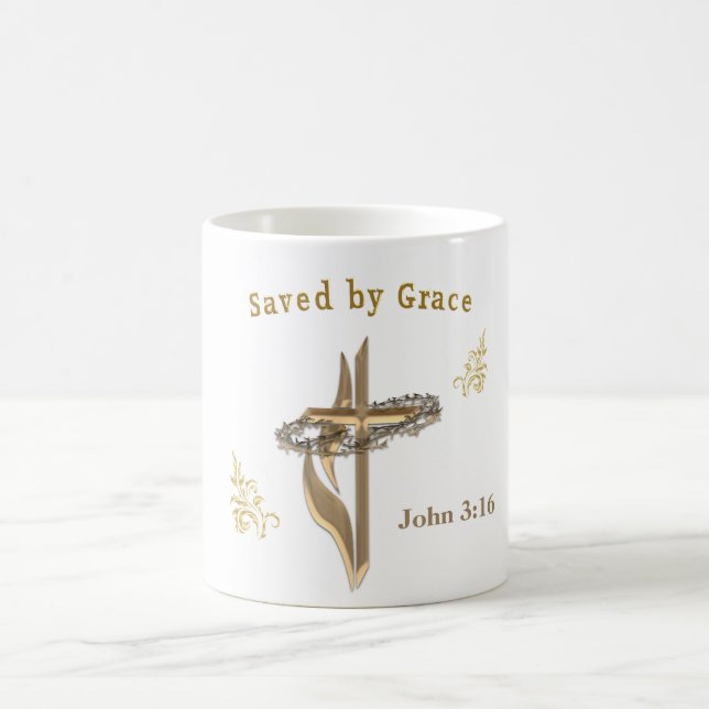 Taza De Café Verso de la Biblia salvado por Grace (Centro)