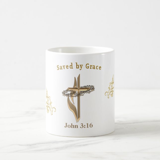 Taza De Café Verso de la Biblia salvado por Grace (Centro)