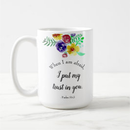 Taza De Café Verso de la Biblia sobre el miedo Flores de agua F