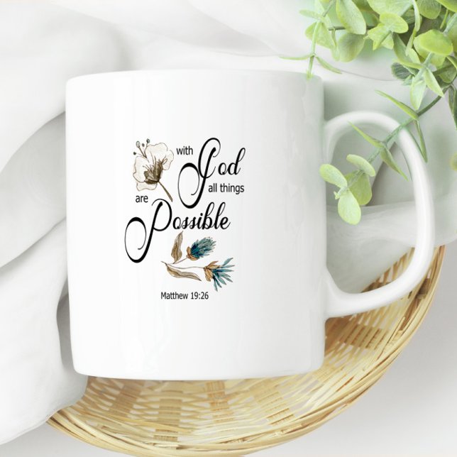 Taza De Café Verso de la Biblia Todo lo posible con Dios (Subido por el creador)