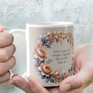 Taza De Café Verso de la bíblica del Personalizable azul y la m