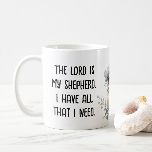 Taza De Café Verso religioso con oveja (Con donut)