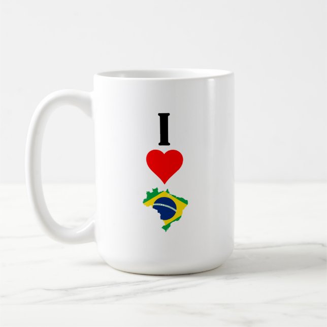 Taza De Café Vertical I Love Brazil / I Heart Brazil (Izquierda)