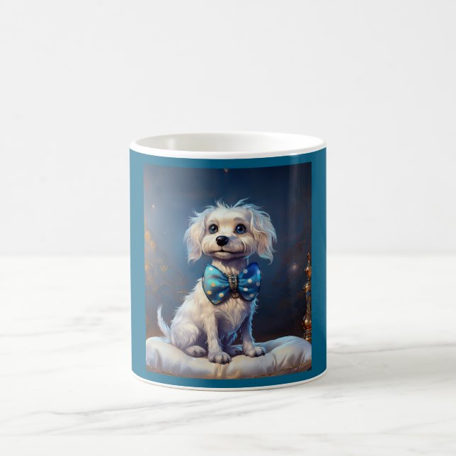 Taza De Café Very Cute Lil Doggie With Blue Bow Tie (Centro)