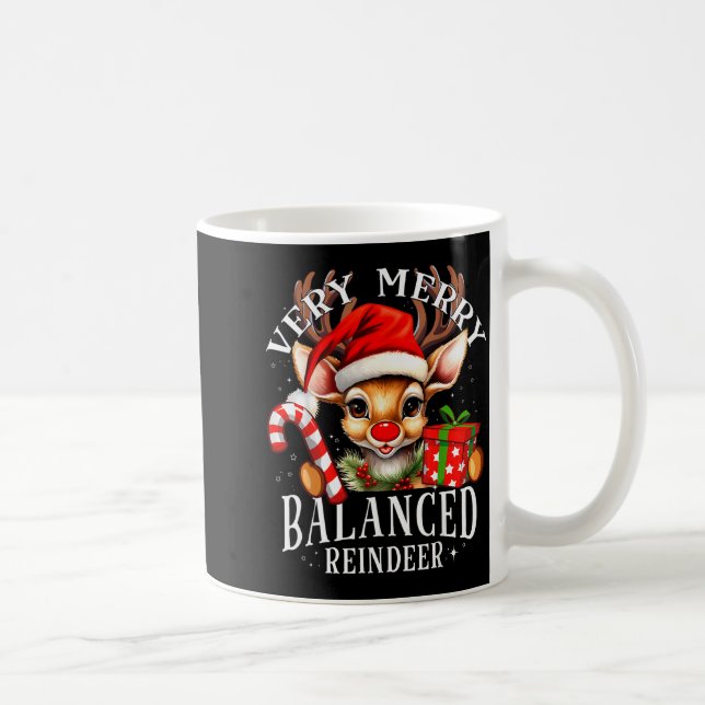 Taza De Café Very Merry Balanced Reindeer Matching Christmas  (Derecha)