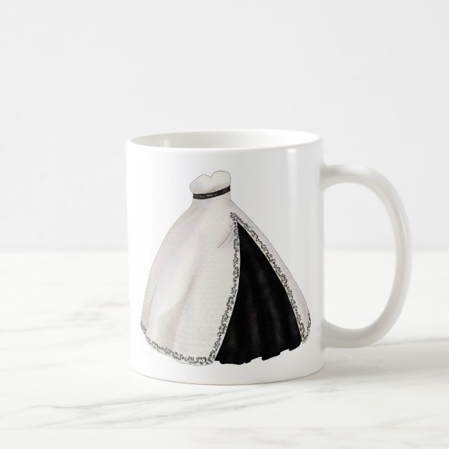 Taza De Café Vestido de boda blanco y negro (Derecha)