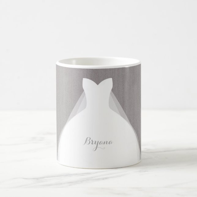 Taza De Café Vestido de Novia Glamour Moderno Elegante Gris (Centro)