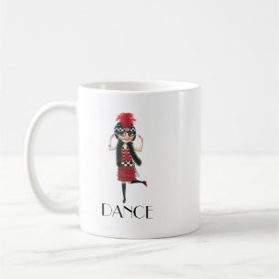 Taza De Café Vestido Rojo Chica de Flapper de Baile Ojo Grande 
