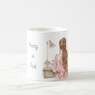 Taza De Café Vestido Rosa Pelirroja Escritorio