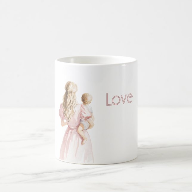Taza De Café Vestido Rosa Rubio Amor Bebé (Centro)