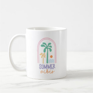 Taza De Café Vestidos de verano y palmeras Retro Minimalista