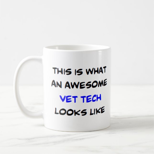 Taza De Café vet tech, awesome (Izquierda)