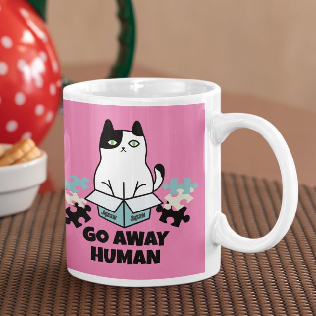 Taza De Café Vete del gato humano al rompecabezas (Cat in Jigsaw)