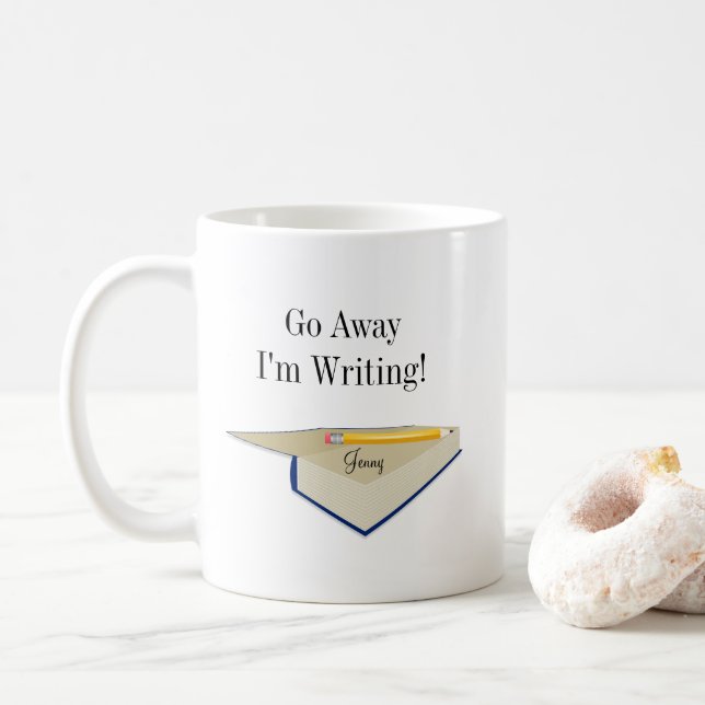 Taza De Café Vete, estoy escribiendo café Mug (Con donut)
