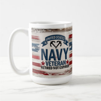 Taza De Café Veterano de la Marina Retirada Bandera de los Esta