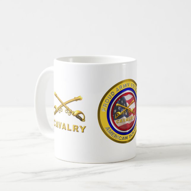 Taza De Café Veterano del ejército orgulloso soldado de caballe (Anverso izquierdo)