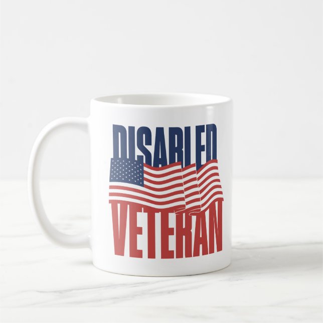 Taza De Café Veterano discapacitado Orgulloso Patriótico Bander (Izquierda)