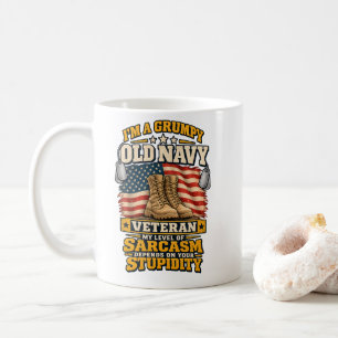 Taza De Café Veterano gruñón de la Marina El sarcasmo depende d