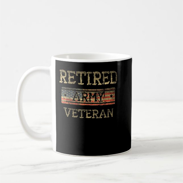 Taza De Café Veteranos del Ejército Retirados Ejército Bandera  (Izquierda)