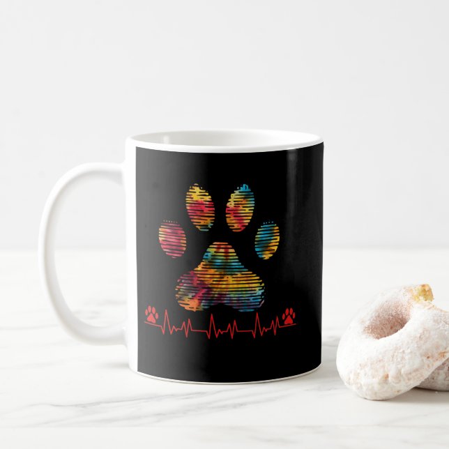 Taza De Café Veterinaria arcoiris Imprimir Heartbeat Vet Tech (Con donut)