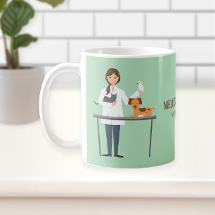 Taza De Café Veterinaria con animales y Personalizado Textos