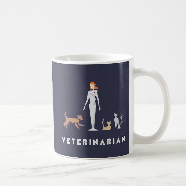 Taza De Café Veterinaria Geométrica Femenina (Derecha)