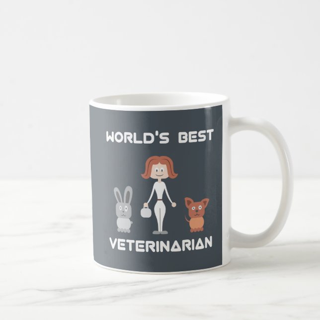 Taza De Café Veterinario de sexo femenino del mundo del dibujo (Derecha)