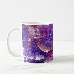 Taza De Café Vía Láctea Violeta Con Planeta