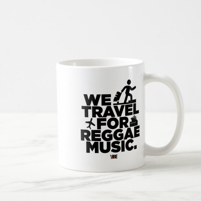 Taza De Café Viajamos Para El Pegatina De Música De Reggae (Derecha)