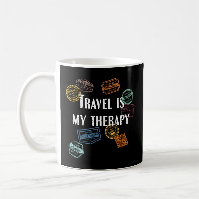 Taza De Café Viajar Es Mi Terapia Afligida Al Viajero Del Mundo (Izquierda)
