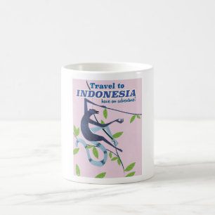 Taza De Café Viaje a Indonesia vacaciones de mono cartel vintag