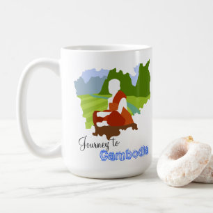 Taza De Café Viaje al mapa de Camboya con monje
