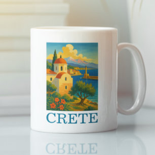 Taza De Café Viaje artístico de la isla Grecia de Creta Vintage