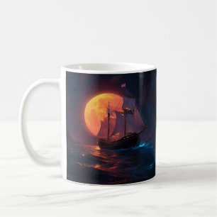 Taza De Café Viaje bajo un radiante cielo iluminado por la luna