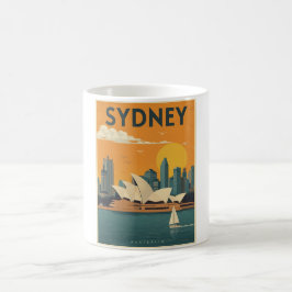 Taza De Café Viaje de Australia Viaje Arte Retro Sunset