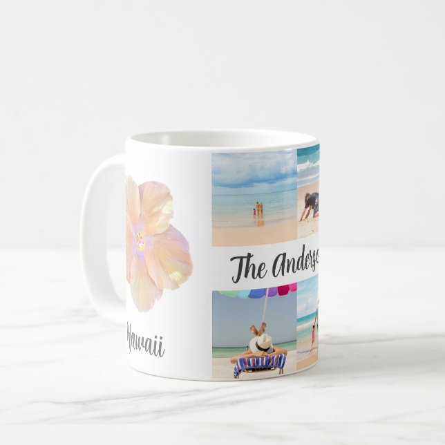 Taza De Café Viaje de familia fotográfica por año en Hawái con  (Anverso izquierdo)