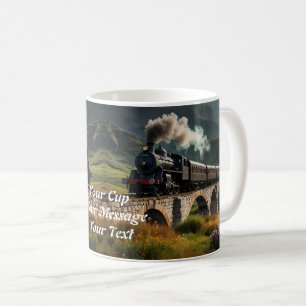Taza De Café Viaje de hierro: Tren de vapor a través del campo 