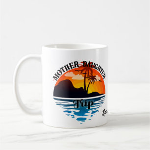 Taza De Café Viaje de hija madre, fuga de atardecer tropical